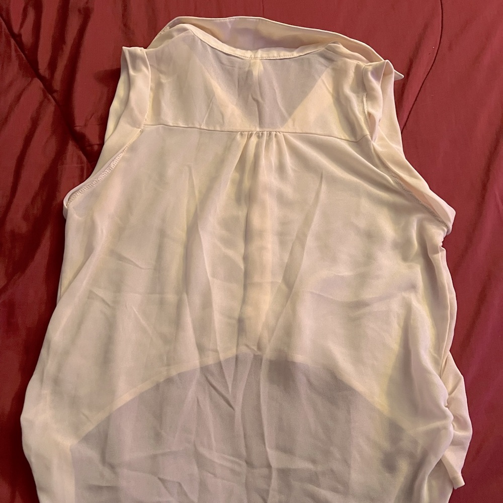 Beige see through collar crop top